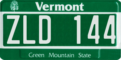 VT license plate ZLD144