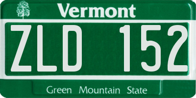 VT license plate ZLD152