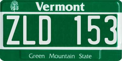 VT license plate ZLD153