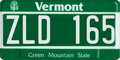 VT license plate ZLD165