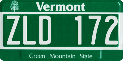 VT license plate ZLD172