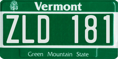 VT license plate ZLD181
