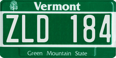 VT license plate ZLD184