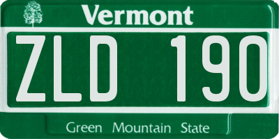 VT license plate ZLD190