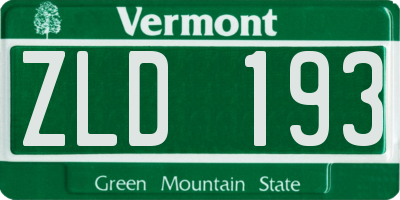 VT license plate ZLD193