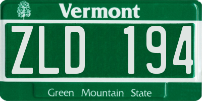 VT license plate ZLD194