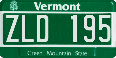 VT license plate ZLD195