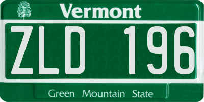 VT license plate ZLD196