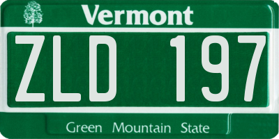 VT license plate ZLD197