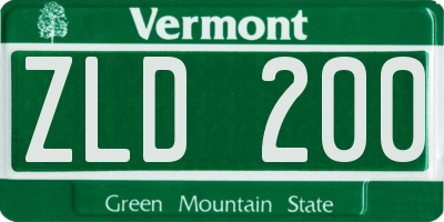 VT license plate ZLD200