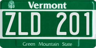 VT license plate ZLD201
