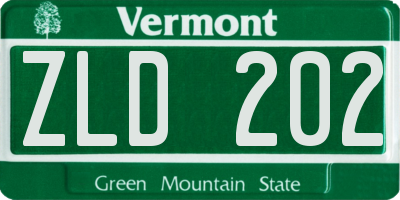 VT license plate ZLD202
