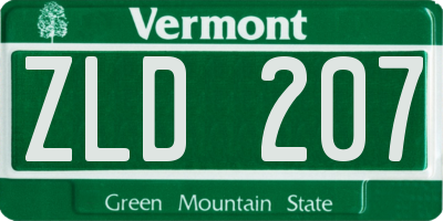 VT license plate ZLD207