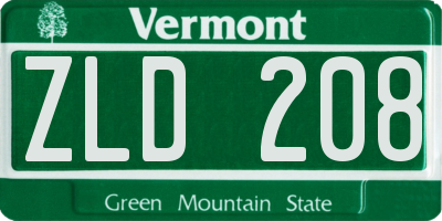 VT license plate ZLD208