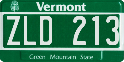 VT license plate ZLD213