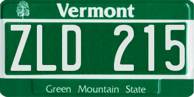 VT license plate ZLD215