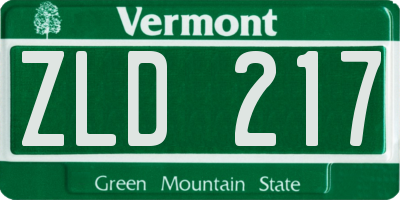 VT license plate ZLD217