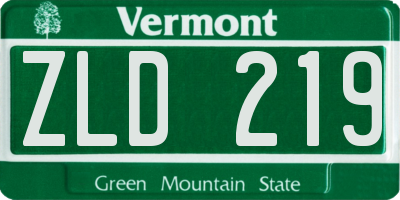 VT license plate ZLD219