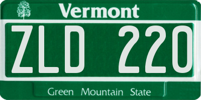VT license plate ZLD220