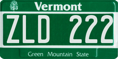 VT license plate ZLD222