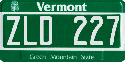 VT license plate ZLD227