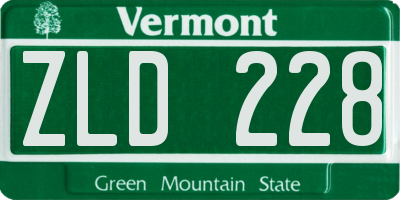 VT license plate ZLD228