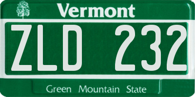 VT license plate ZLD232