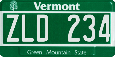VT license plate ZLD234