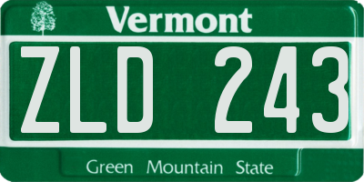 VT license plate ZLD243