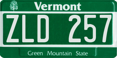VT license plate ZLD257