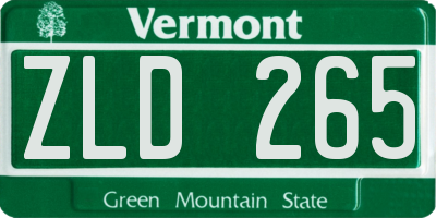 VT license plate ZLD265