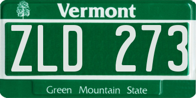 VT license plate ZLD273