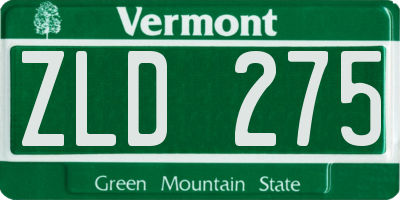 VT license plate ZLD275