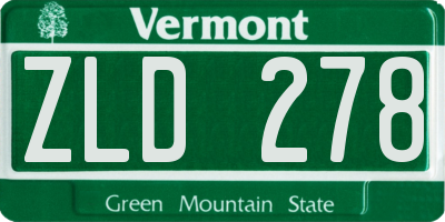 VT license plate ZLD278