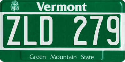 VT license plate ZLD279