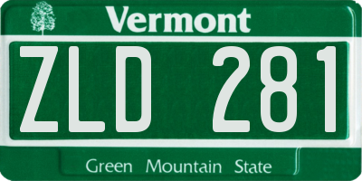 VT license plate ZLD281