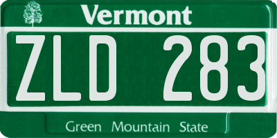 VT license plate ZLD283