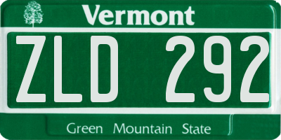 VT license plate ZLD292