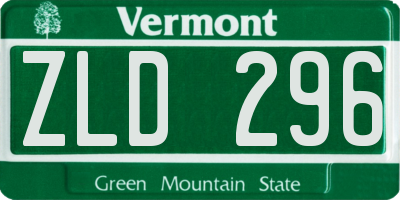 VT license plate ZLD296