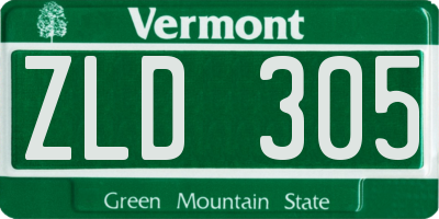 VT license plate ZLD305