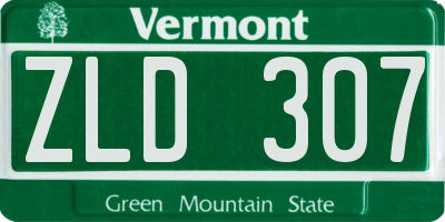 VT license plate ZLD307