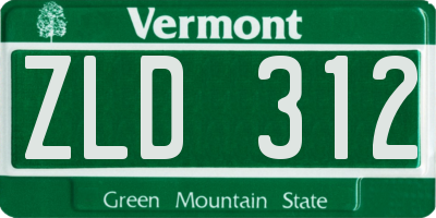 VT license plate ZLD312