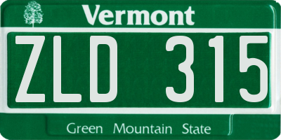 VT license plate ZLD315