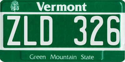 VT license plate ZLD326