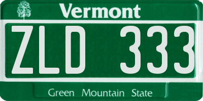 VT license plate ZLD333