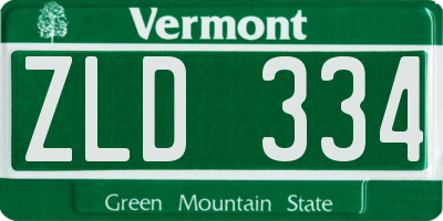VT license plate ZLD334