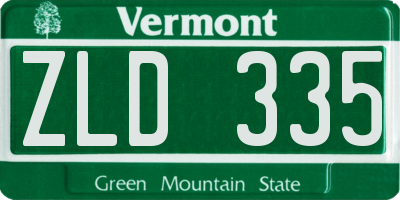 VT license plate ZLD335