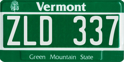 VT license plate ZLD337
