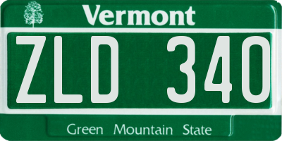 VT license plate ZLD340