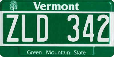 VT license plate ZLD342